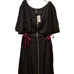 NWT Social Collision Black Zip-Front Lace-Up Dress